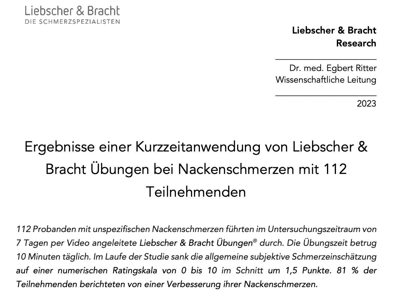 Studie zu Liebscher & Bracht-Übungen bei Nackenschmerzen